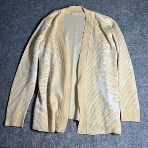 Soft Surroundings Sweater Women’s Small Cardigan Open Front Yellow White Printed